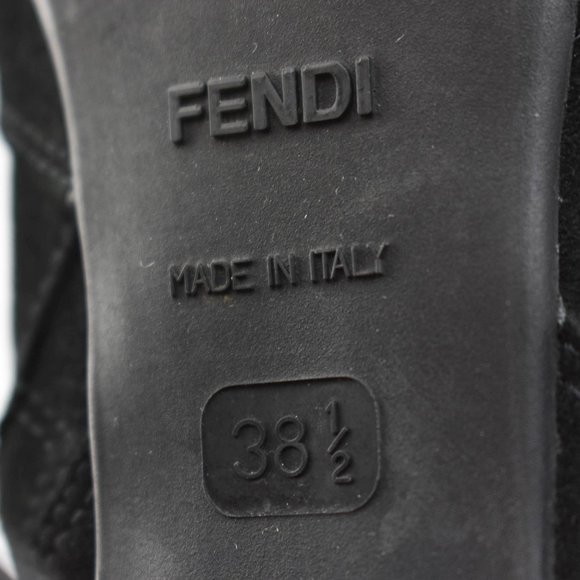FENDI: Black, Suede & Logo, Tall Platform Boots - Picture 10 of 10